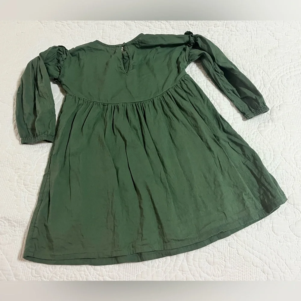 Old Navy Embroidered Forest Green Toddler Casual Dress Size 4T